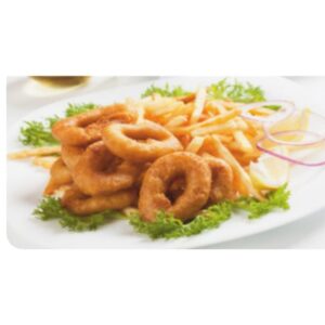 Calamares con patatas y ensalada