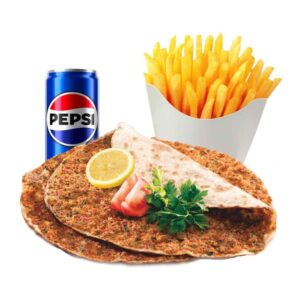 Lahmacum con patatas y refresco