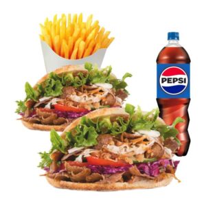 2 Kebab con patatas y refresco de 1.25L