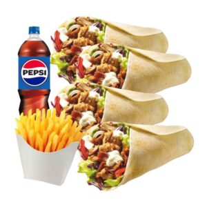 4 Durum con patatas y refresco de 1.5L